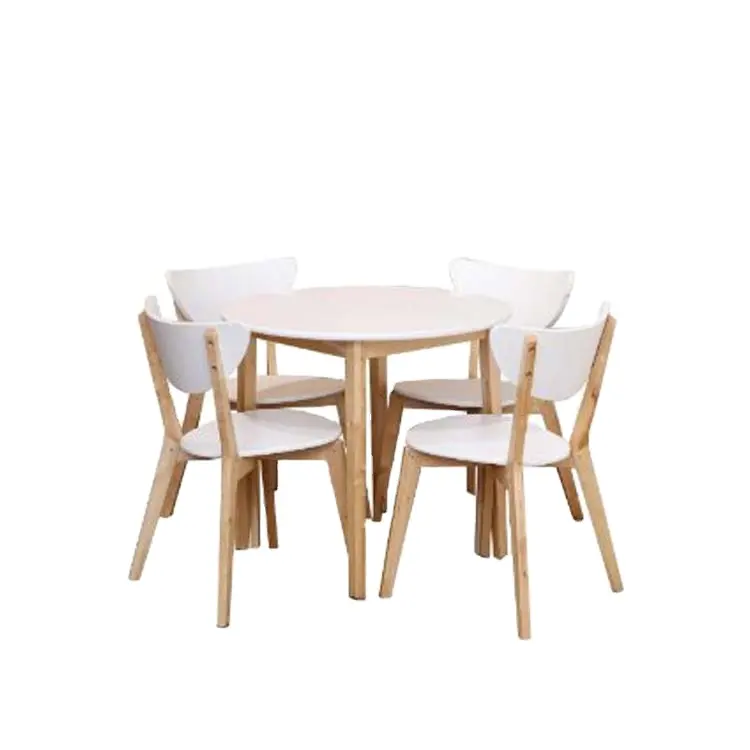 Barato venta caliente cocina de madera sólida de la Mesa Redonda de comedor mesa de comedor 4 mariposa sillas