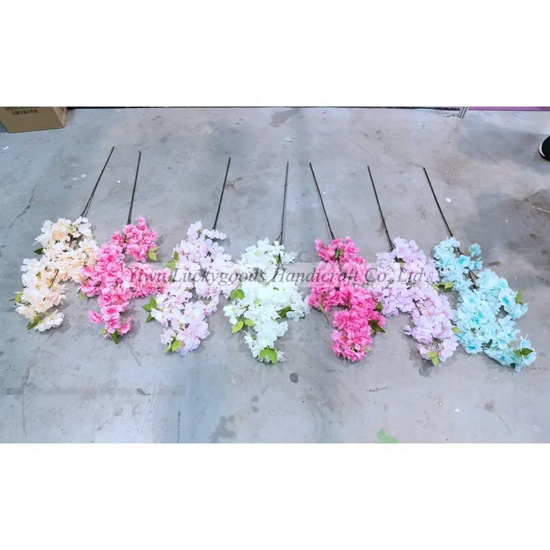 BH210729 Bouquet di fiori artificiali di fiori di ciliegio bianco e rosa chiaro per Bouquet decorativo per feste di matrimonio all'ingrosso