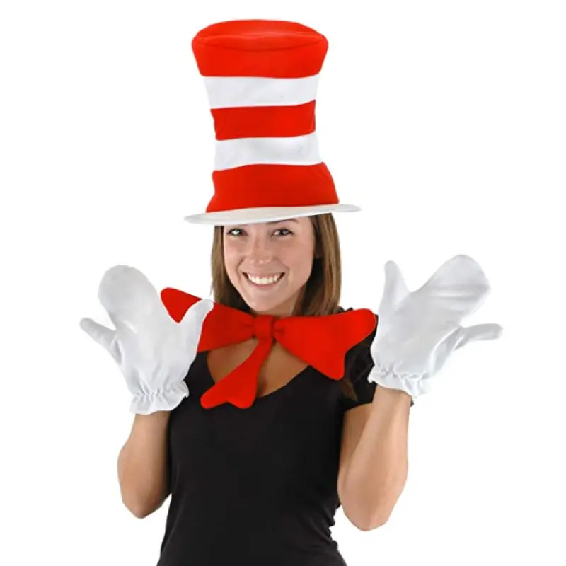 Chat dans le chapeau Stovepipe Costume chapeau à rayures rouges et blanches pour la fête Halloween carnaval Cosplay accessoires