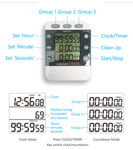 Interruttore di controllo a pulsante piccolo portatile alimentatore allarme digitale a 3 canali ricorda il cronometro elettronico manuale con Timer per il conto alla rovescia - Product Image 2