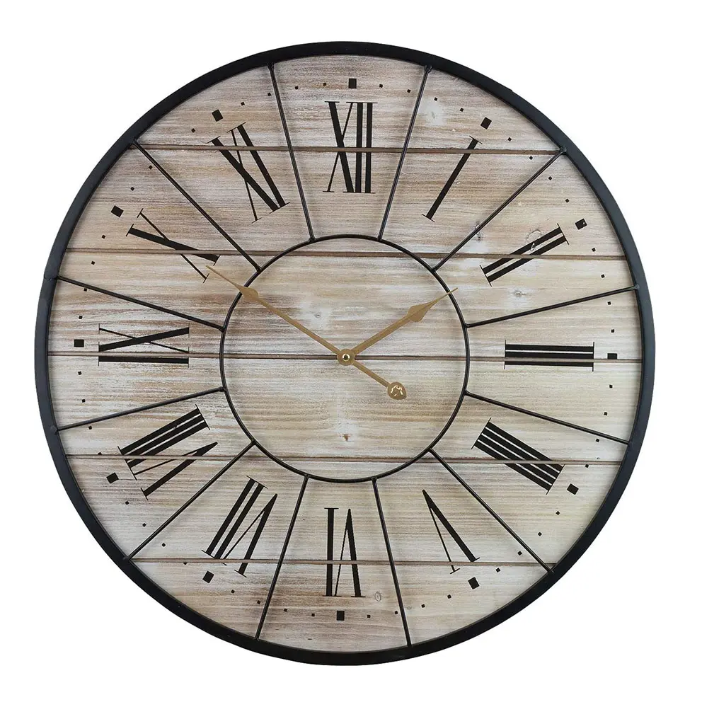 Новое поступление, декоративные аналоговые настенные часы в винтажном стиле для гостиной, круглые деревянные настенные часы