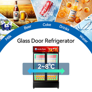 Tủ đông trưng bày thương mại 2-8 ℃ Tủ đông hiển thị dọc tủ lạnh cửa kính bằng thép không gỉ cho cửa hàng siêu thị biển - Product Image 2