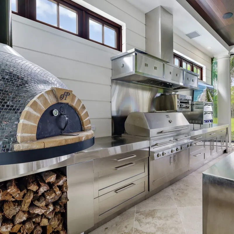 Vermonhouzz Luxury Modern BBQ Kitchen Islands Stainless Steel Outdoor Kitchen Cabinet