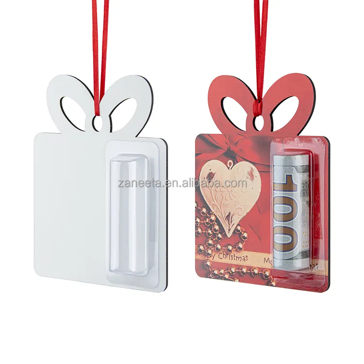 Sublimazione ornamenti natalizi porta carte di credito in MDF vuoto personalizzato con striscia appesa