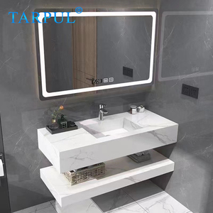 Ayna yapay taş tasarımı ile Tarpul mermer katı yüzey lavabo duvar asılı banyo seramik banyo lavabosu döşeme havzası - Product Image 4
