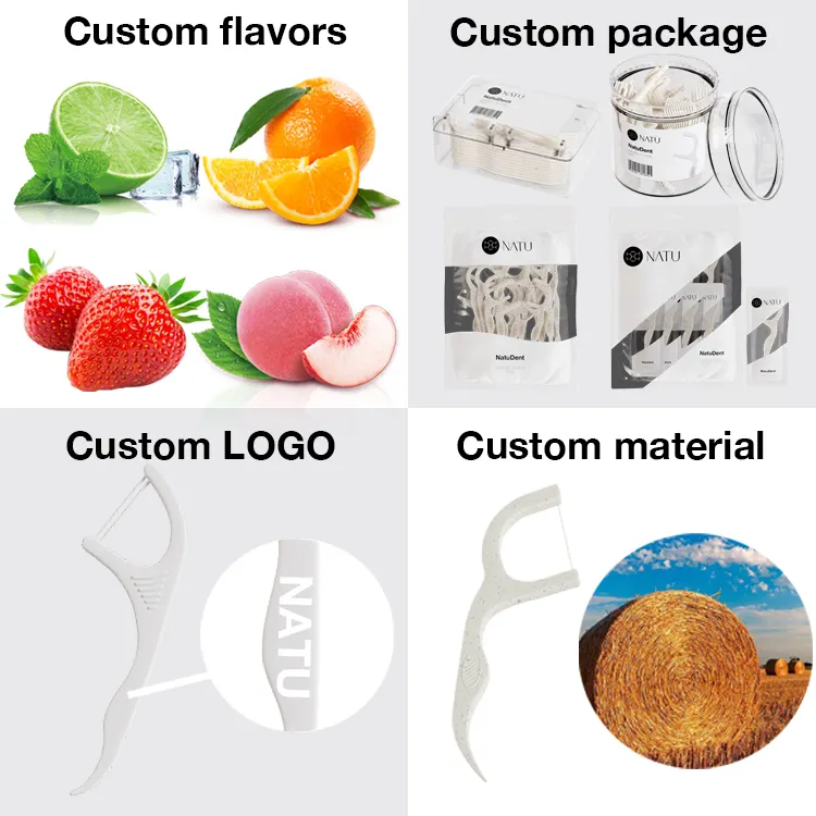 Natu ไม้จิ้มฟันพลาสติกสีขาวไหมขัดฟันเลือกไหมขัดฟัน