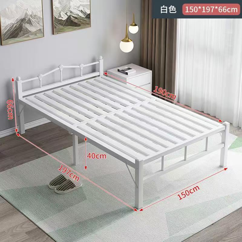 Cama de hierro blanco, 150 cm de ancho.