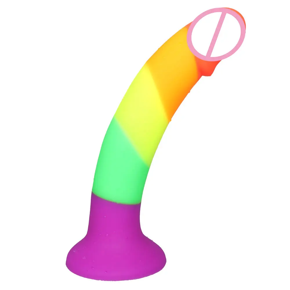 Pênis de silicone líquido orgulho gay, brinquedos sexuais para adultos, mulheres, grande, arco-íris, com ventosa, dildo