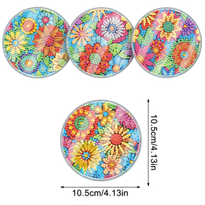 DIY 4 adet renkli çiçek elmas boyama fincan paspaslar düzensiz şekilli 5D akrilik Modern toz geçirmez elmas boyama bardak - Product Image 2