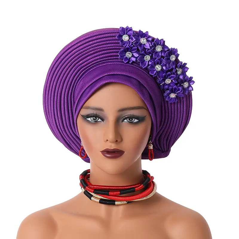 ¡Novedad de 2024! Gorro turbante con diamantes de imitación para niña, hermosos sombreros de turbante con piedras africanas, tocado de boda de lujo para mujer
