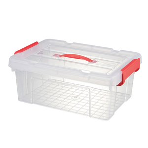 可堆叠的12L塑料容器储物盒带手柄上的盖子 - Product Image 5