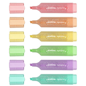Fabricante personalizado 6 colores cincel punta resaltador pluma conjunto brillo resaltador marcador para escribir