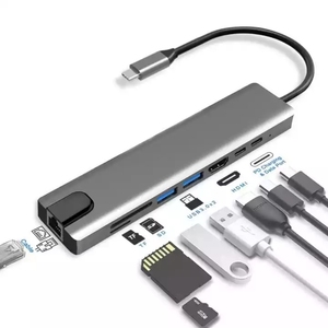 8合1扩展器适配器SD TF读卡器c型usb 3.0对接，用于计算机多功能USB集线器 - Product Image 1