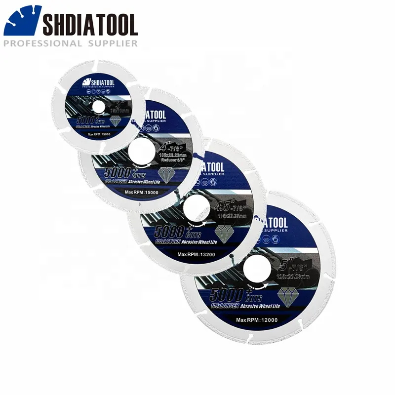 SHDIATOOL Dia 3''/4"/4.5"/5" Vacuum Brazed Metal Diamond Saw Blade Cutting Disc Wheel For Steel tube/Iron rebar/Angle steel