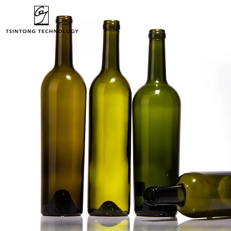 Оптовая продажа, 750 мл, 25 унций, высококачественные коричневые стеклянные бутылки для Бордо, пустые стеклянные бутылки для вина с колпачками