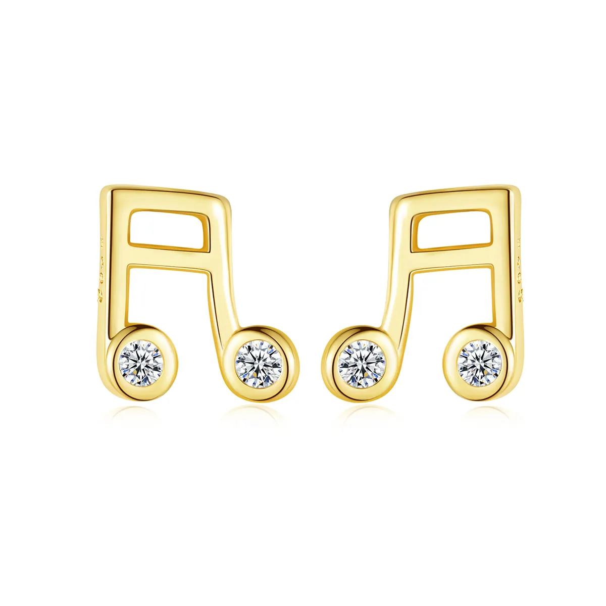 CZCITY nuove semplici Note musicali orecchini a bottone 14K oro placcato 925 argento gioielli pregiati per donna orecchino minimalista