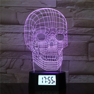 <strong>Skull</strong> Designs 3d Led Colorful Hplogram Night Light Time Clock Base <strong>Lamp</strong> with Remote - Product Image 6