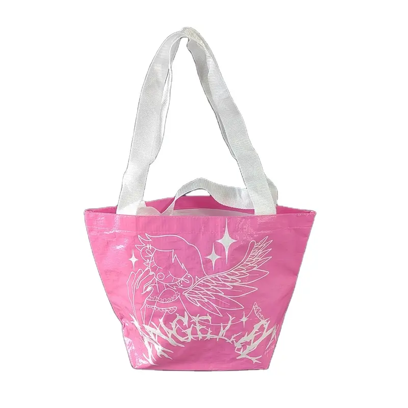 Custom logo reusable grocery non woven shopping PP woven laminated tote handle gift boat bag