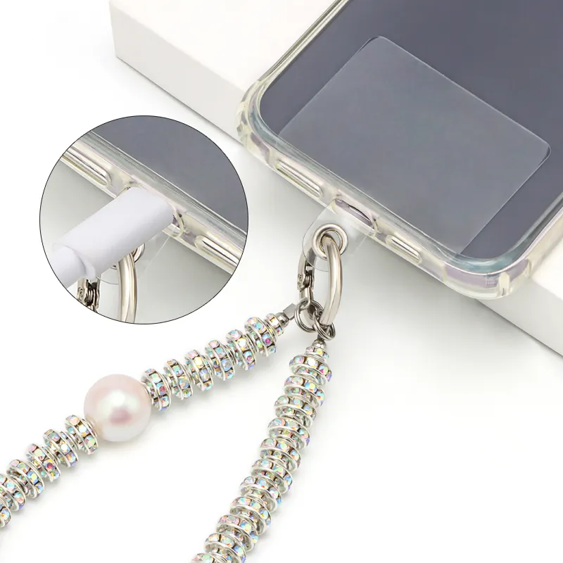 Nuovo Design di vendita calda fatto a mano con perline di cristallo custodia per telefono cellulare con catene a catena per telefono cellulare con Patch staccabile