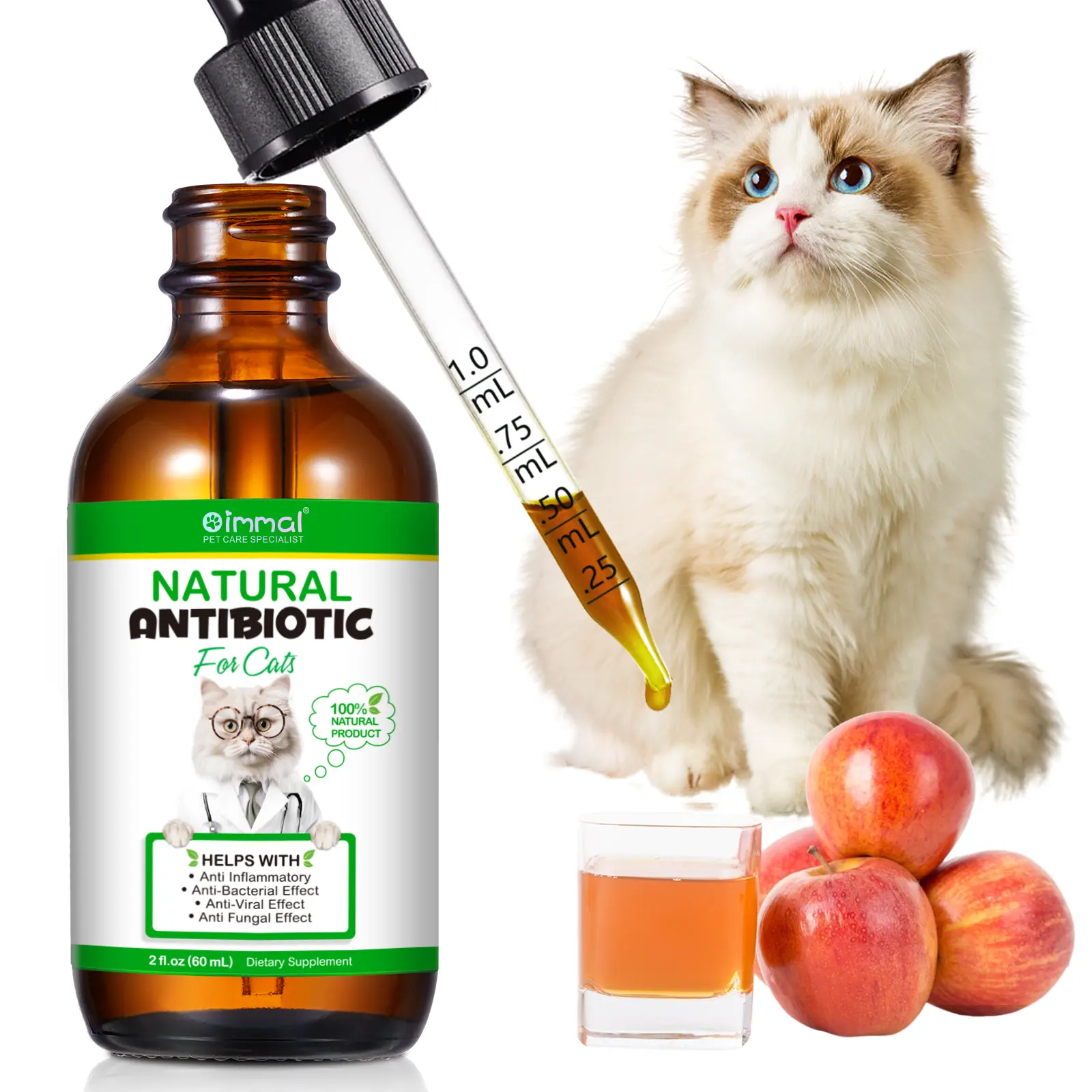 Commercio all'ingrosso 60ml naturale Anti-batterico integratori liquidi antibiotici gocce per gatti Anti infiammatori