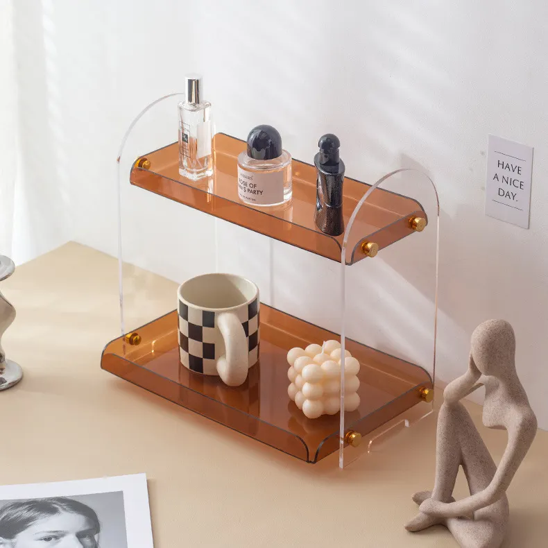 Opbergrekken 2-Tier Clear Luxe Acryl Andere Planken Keuken Cosmetische Make-Up Organizer Houders Huis Opslag Organisatie