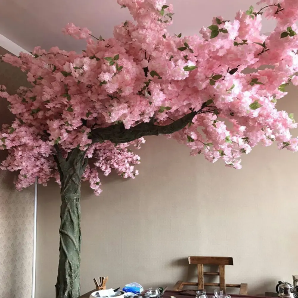 Árvore de cerejeiras artificiais tall 8ft 10ft, árvore faux rosa sakura para casamento ou decoração, restaurante