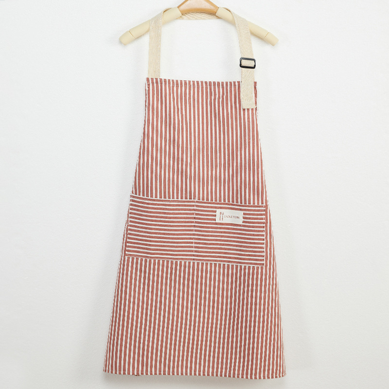 ผ้าฝ้ายผสมลินินลายทางระบายอากาศ - สีแดง