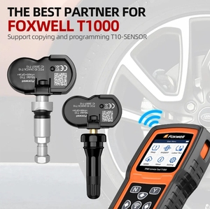 Foxwell T10 Sensor TPMS programable universal Vástago de válvula de metal de goma intercambiable 433 315MHz Sensores de presión de neumáticos 2 en 1 - Product Image 3