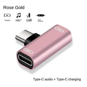 厂家批发二合一C型分离器耳机适配器USB C音频音乐充电电源适配器 - Product Image 5