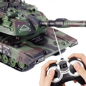 1/24 simülasyon RC tankı araba 2.4Ghz sarı büyük uzaktan kumanda muharebe tankı çocuklar için - Product Image 2
