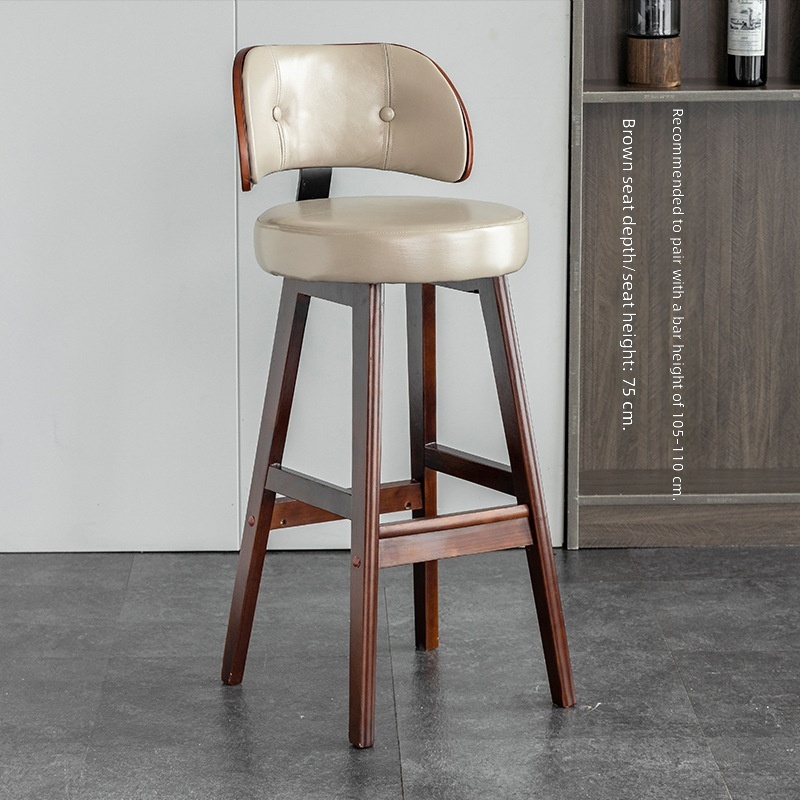 brown solid wood feet-brown first layer cowhide