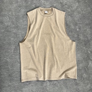 เสื้อกล้ามผู้ชายซักได้275กรัมแขนสั้นพิมพ์ลายโลโก้ประกบกัน
