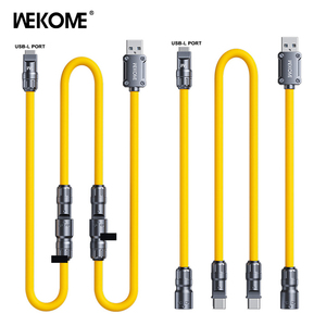 WEKOME 2025新设计4合1数据线Type-C硅胶USB C 65w快速充电手机锌合金多重充电 - Product Image 6