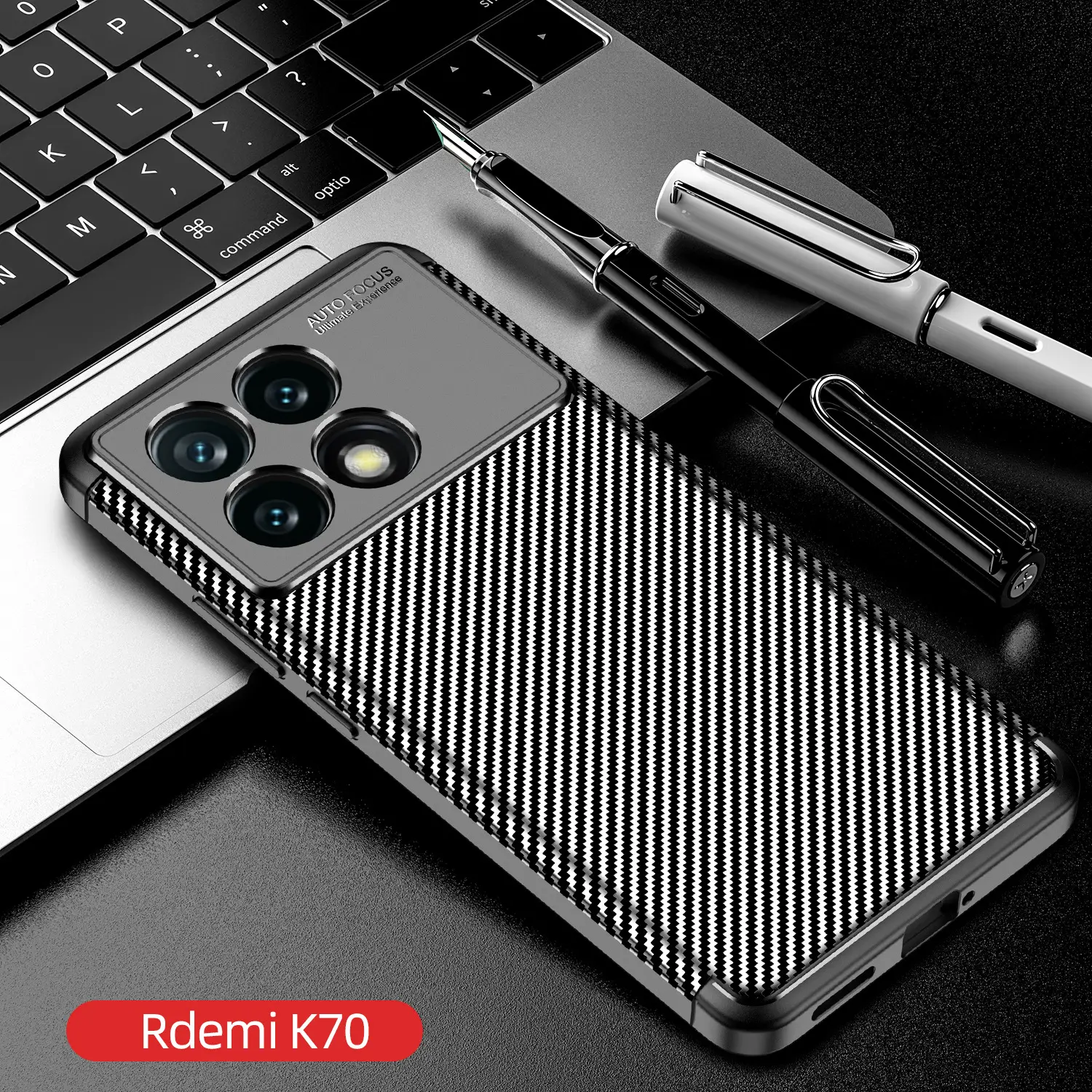 AUTO FOCUS Para Xiaomi 14 14Pro POCO x6 PRO Redmi 13C Note13 13S Capa De Luxo De Fibra De Carbono Flexível Capa De Silicone Slim Fit