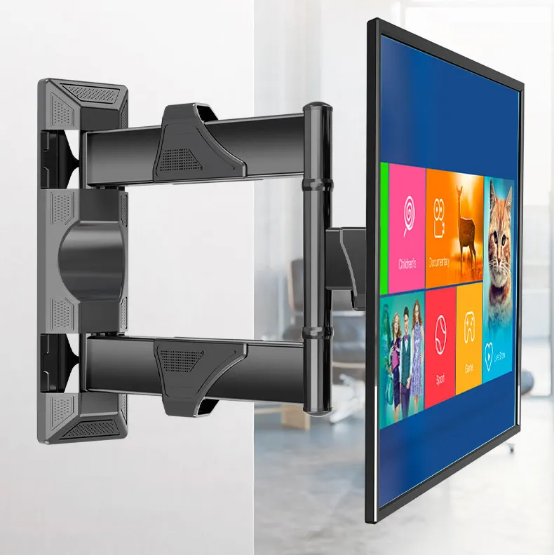 NB NEW P4 32 "-55" rétractable 3 bras oscillant plein mouvement 70kg tv support mural articulé avec adaptateur 400x400 cacher le câble