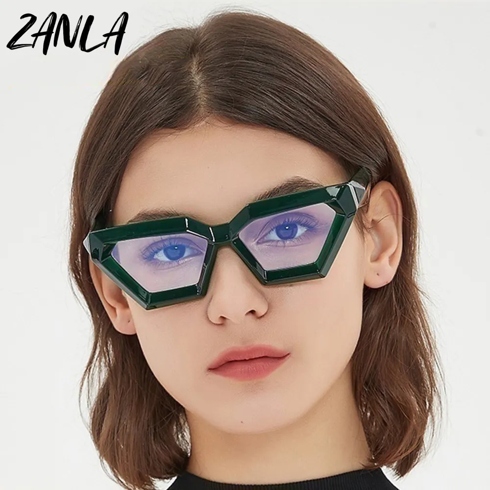 Vintage segitiga Anti-blue Light Frame kacamata untuk wanita 2023 mode baru merek tebal bingkai seksi mata kucing kacamata komputer
