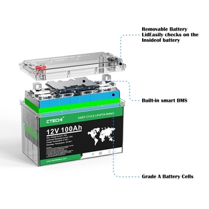 深循环锂离子电池Li Lipo4电池<span class=keywords><strong>12V</strong></span> 24V <span class=keywords><strong>100Ah</strong></span> 200Ah智能BMS LiFePo4太阳能磷酸铁锂电池组 - Product Image 6