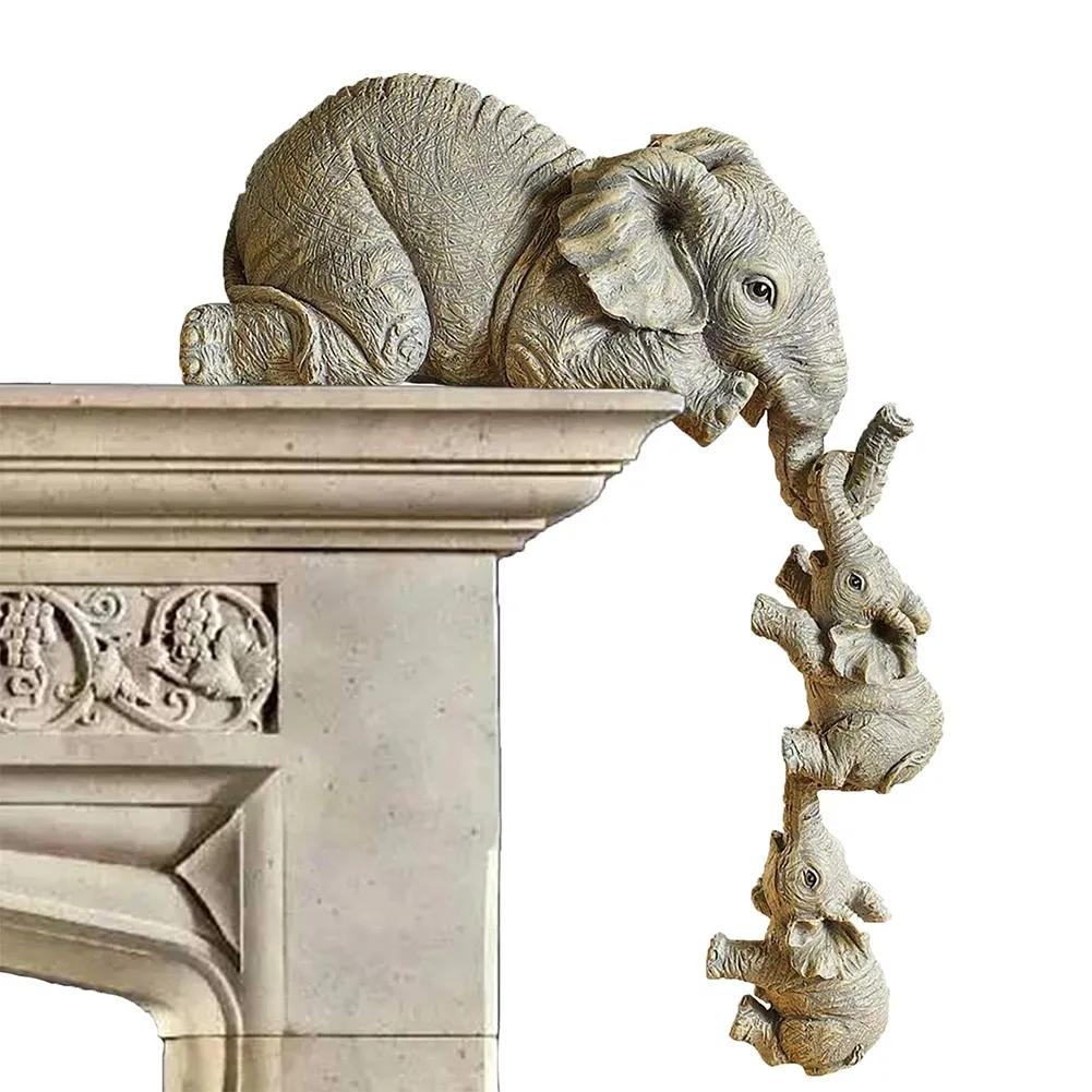 Decorazioni in tre pezzi elefante madri e due bambini statue elefante resina artigianato ornamenti