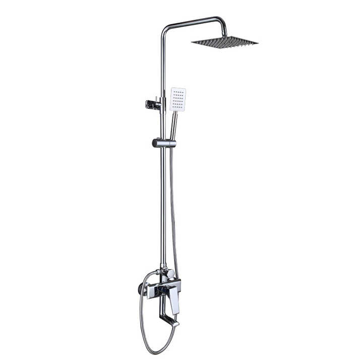 Dual Handle Polished Copper and Chrome Wall Mounted Brass Shower Set for Bathroom Hot & Cold Water Mixer for Apartment Use