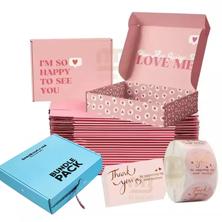 Logo personalizzato all'ingrosso rosa marrone piccolo spedizione Pr Mailer imballaggio cosmetico cura della pelle gioielli regalo cartone scatole di carta Kraft