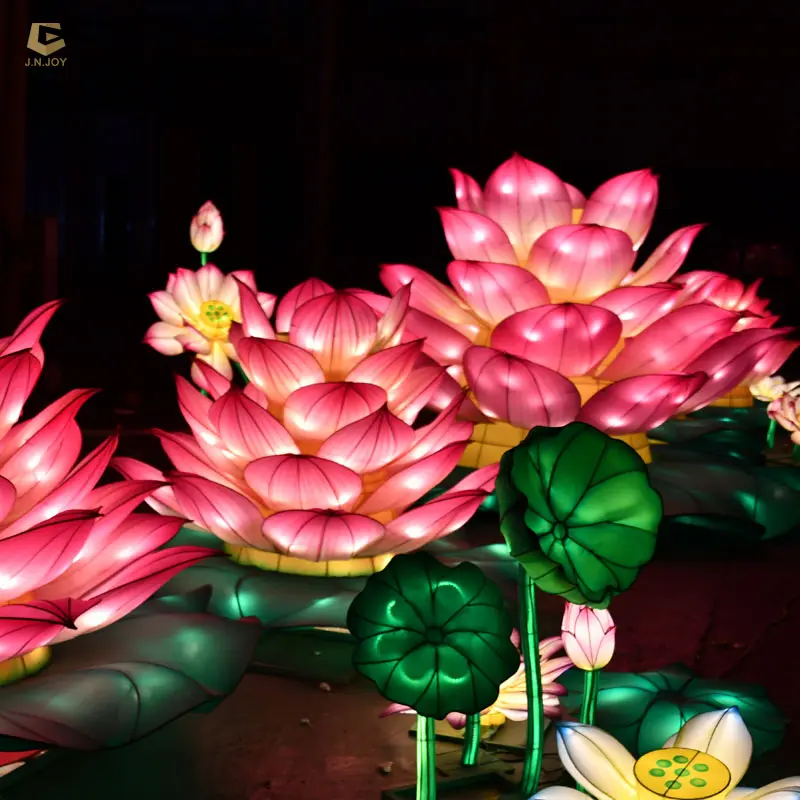 CCFL75中国のホリデーランタン装飾シルクフラワーランタン蓮の花ランタンフェスティバル用