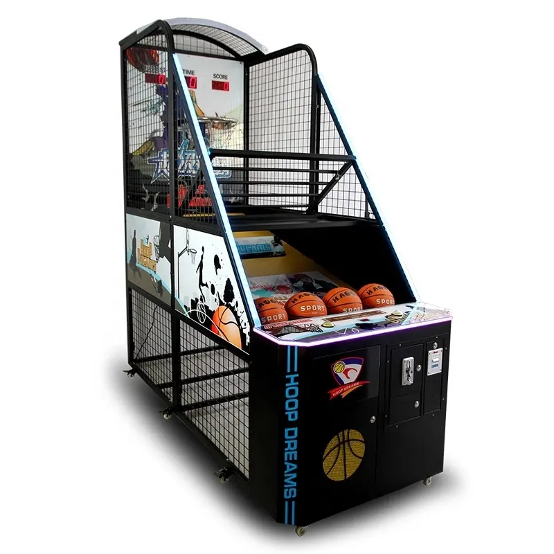Máquina electrónica de juego para interiores, máquina de Arcade de baloncesto con monedas, máquina de baloncesto callejero plegable