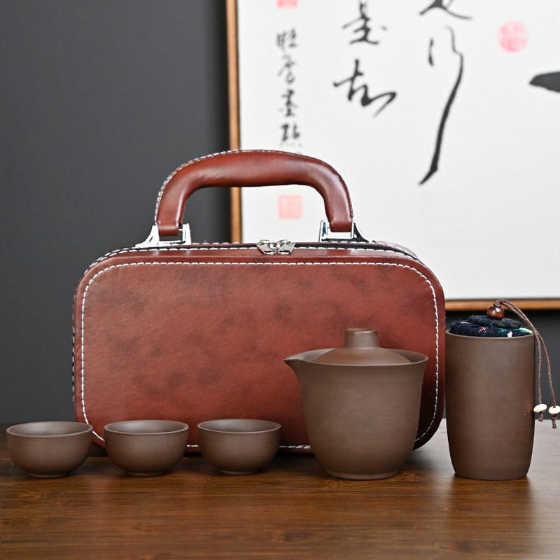 Purple clay leather bag - solid color