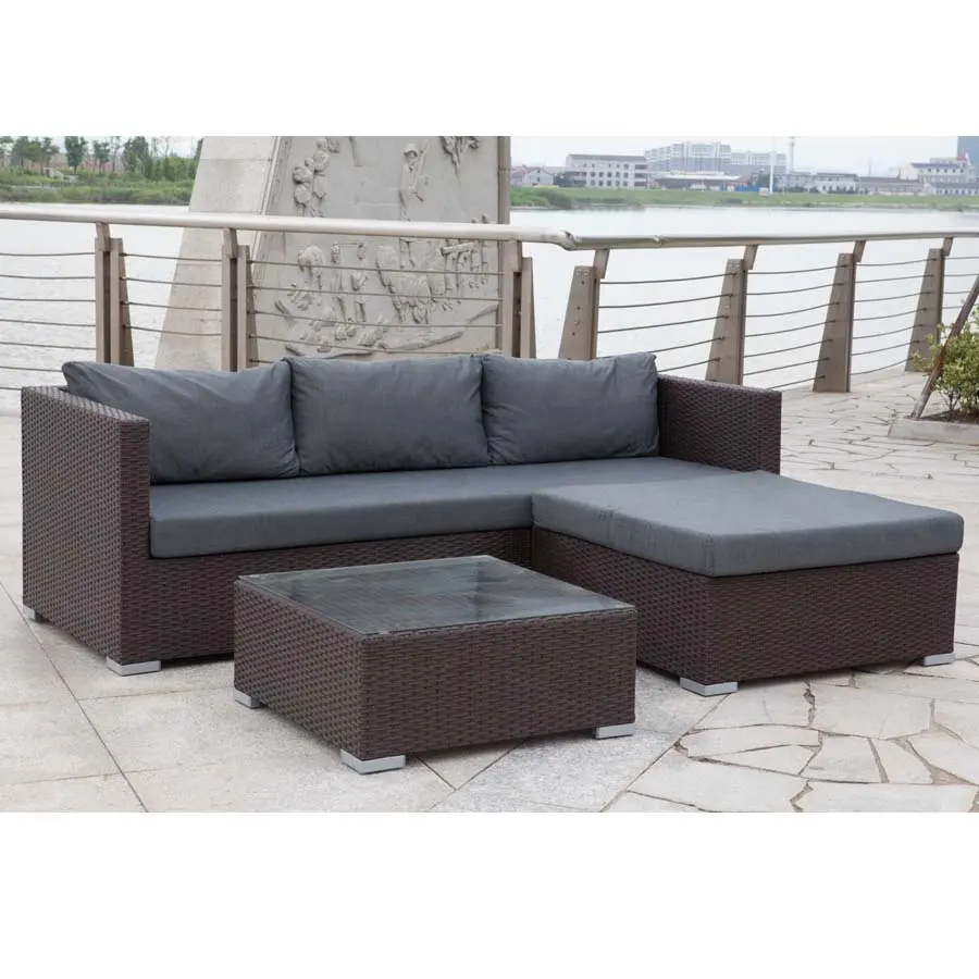 Günstige Großhandel Wicker Outdoor Poly Rattan Möbel Schnitt Set Outdoor-Möbel Ningbo