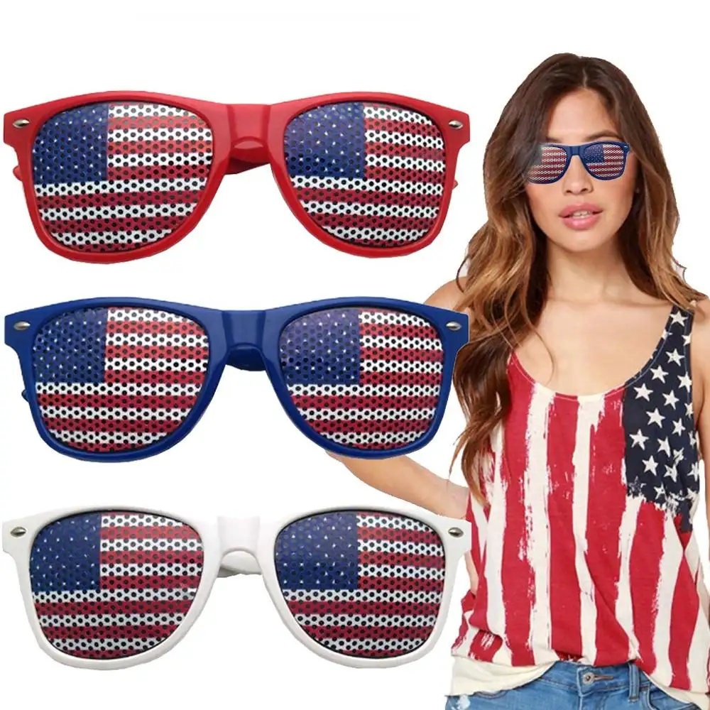 DDA1 de Día de la independencia de la decoración del Partido de gafas americano patriótico de diseño de plástico del obturador de EE. UU. Bandera tonos gafas de sol