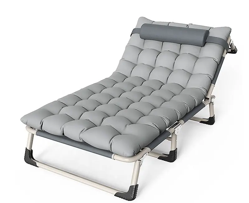 Cama plegable de metal OEM/ODM profesional, fácil de llevar, altura ajustable, descanso para el almuerzo, cama reclinable para el hogar, oficina, camping al aire libre