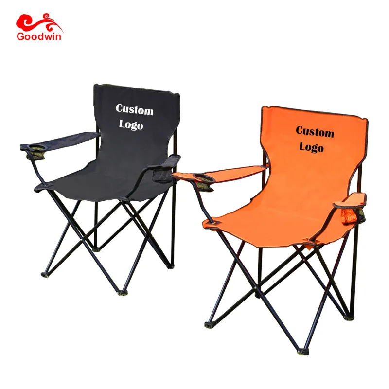 Wholesale Custom Logo Portable Foldable Chair Outdoor Folding Fishing Beach Camping Chair With Built