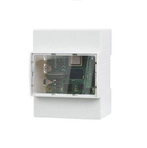 Raspberry Pi 4B ABS Case Montaje en riel DIN Caja de protección de espacio interior grande con ventilador de refrigeración Disipadores de calor para Pi 4 Modelo B - Product Image 4