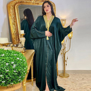 Orta doğu arap Dubai müslüman Kaftan elbiseler fransa kadife yarasa kollu gevşek Abaya Robe Jalabiya müslüman elbise kadınlar için