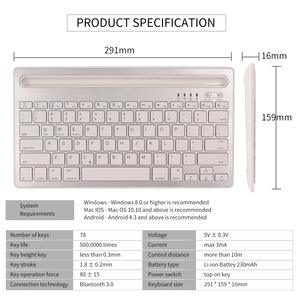 Silent <strong>Keyboard</strong> Bluetooth with Scissor Operation <strong>Keyboard</strong> Wireless Bluetooth New Plastic Design for Phone and Tablet Office Use